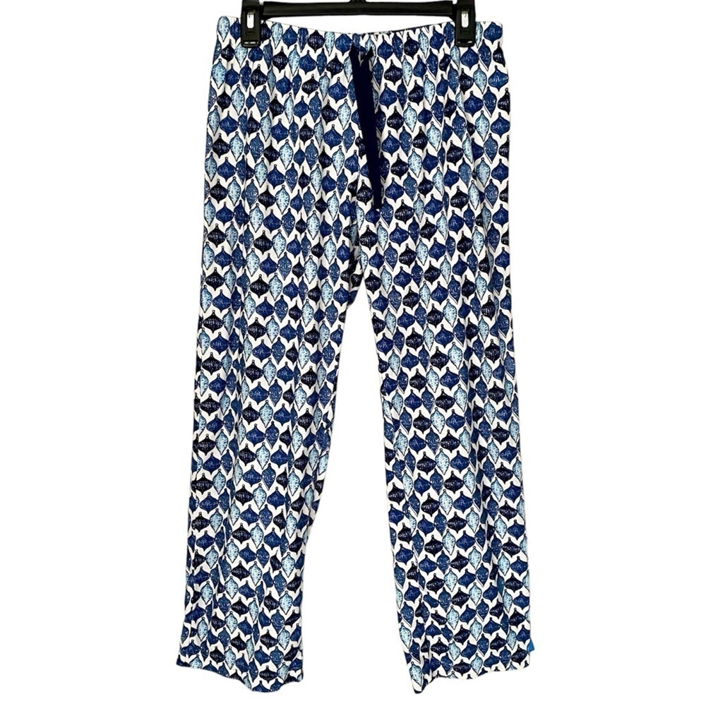 NAUTICA Lounge Pants Soft Lightweight Holiday Ornaments Blue White Women M NWOT